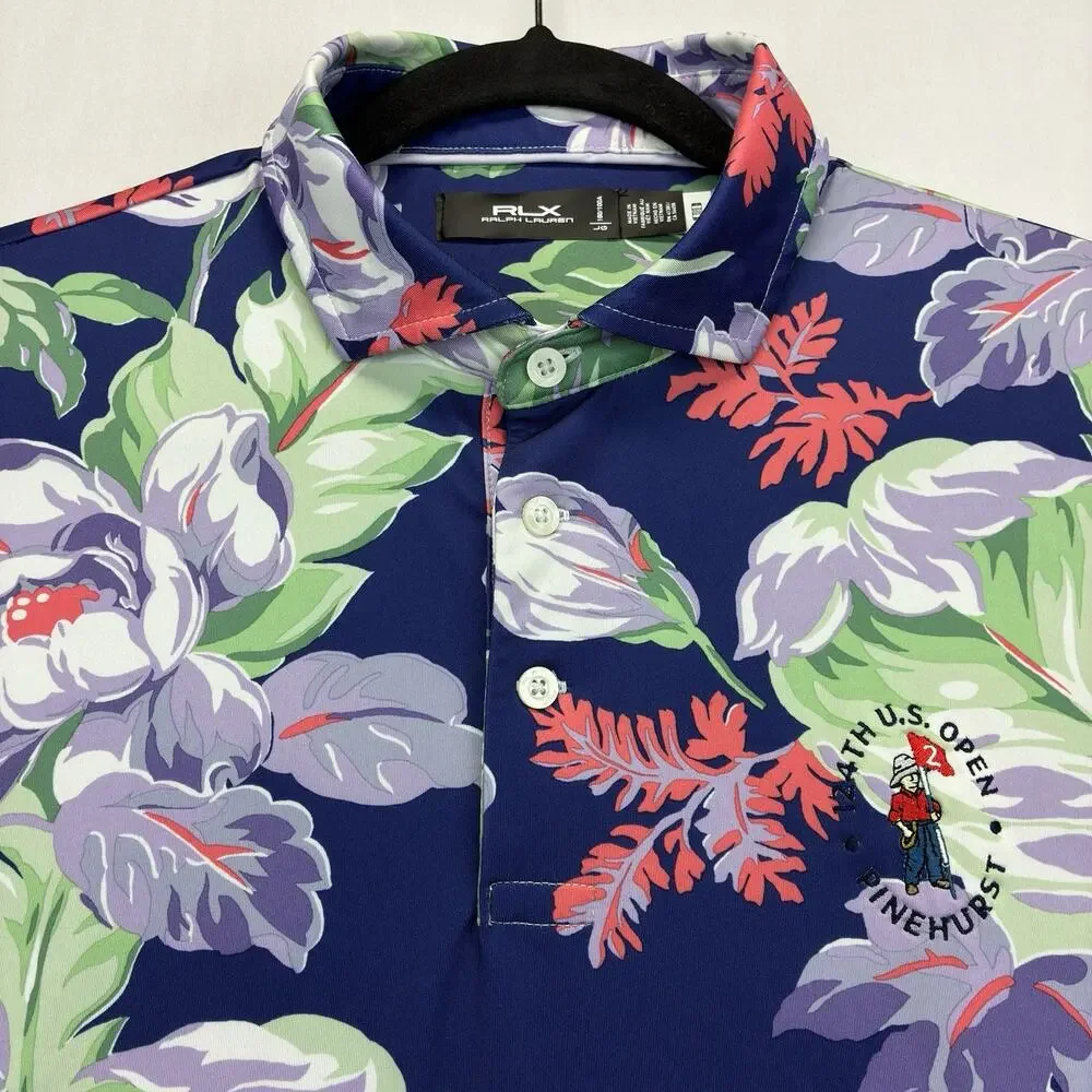 RLX Ralph Lauren Polo Golf Shirt Men’s L Pinehurst US Open Floral Performance